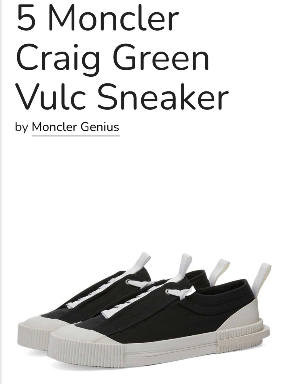 Moncler Genius Craig Green Vulc Sneaker - Black & White